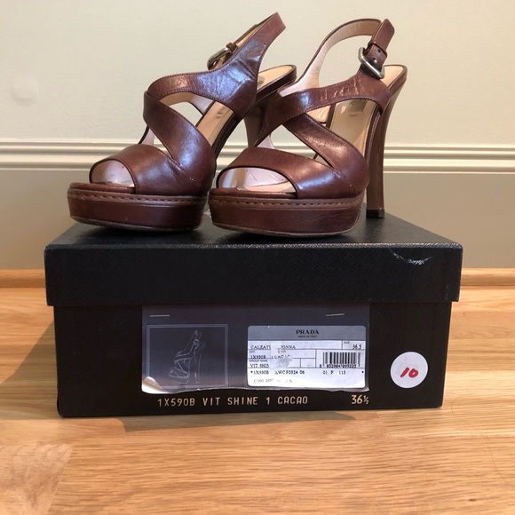 Vintage Strappy Prada Leather Sandals - Picture 1 of 9
